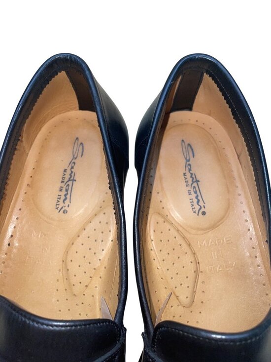 Santoni Men’s Black Leather Tassel Formal Slip-On Dallas Loafers Size 11 EE main image 4